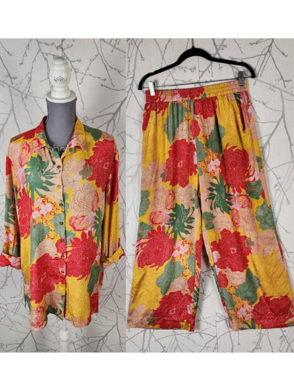 Max Tropical Floral Print Loose Fit Shirt Pants Set
